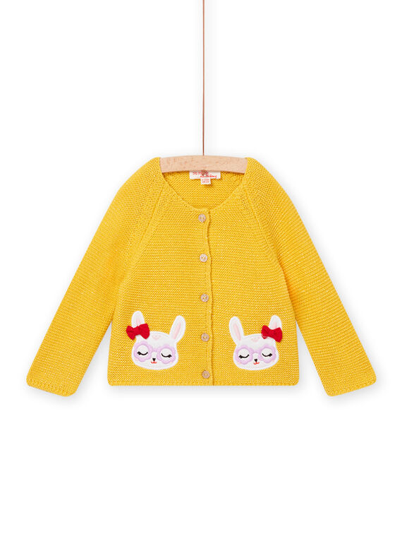 Mimosengelbe Strickjacke für Baby Mädchen NILUCAR / 22SG09P1CARB105