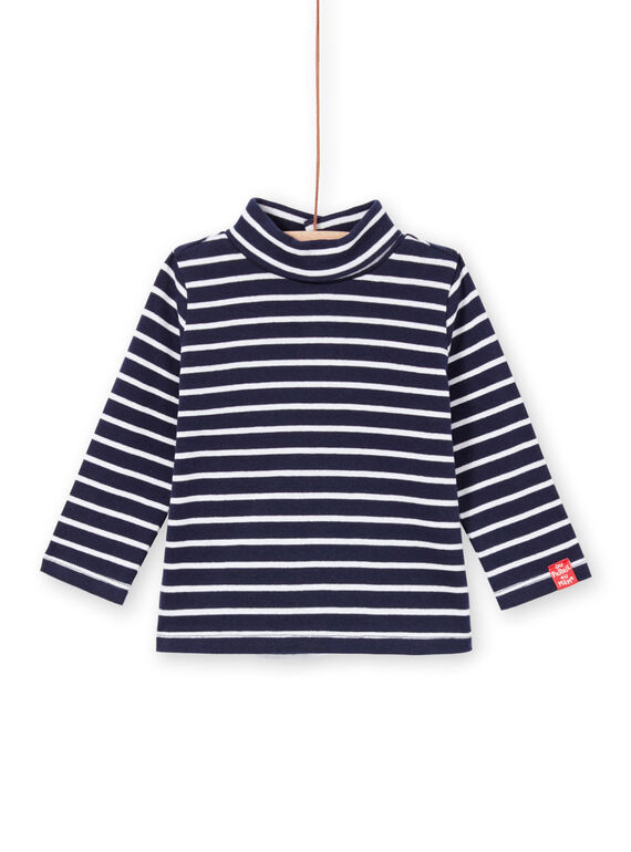 Marineblau gestreifte langärmelige Unterwäsche für Babyjungen MUJOSOUP2 / 21WG10N1SPL070