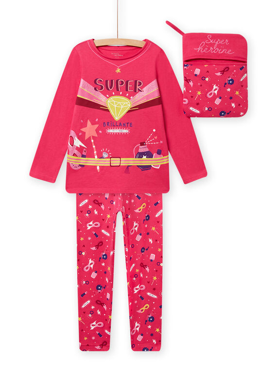 Superheldin-Pyjama-Set für Kind Mädchen in Grenadine NEFAPYJERO / 22SH11F4PYGF507
