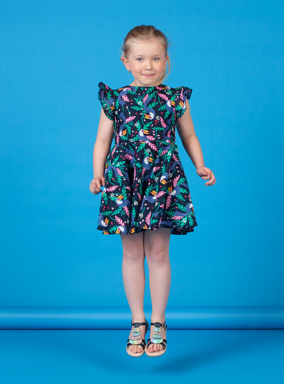 Kleid mit schwarzem und grünem Tukan-Print LANAUROB1 / 21S901P2ROBC205