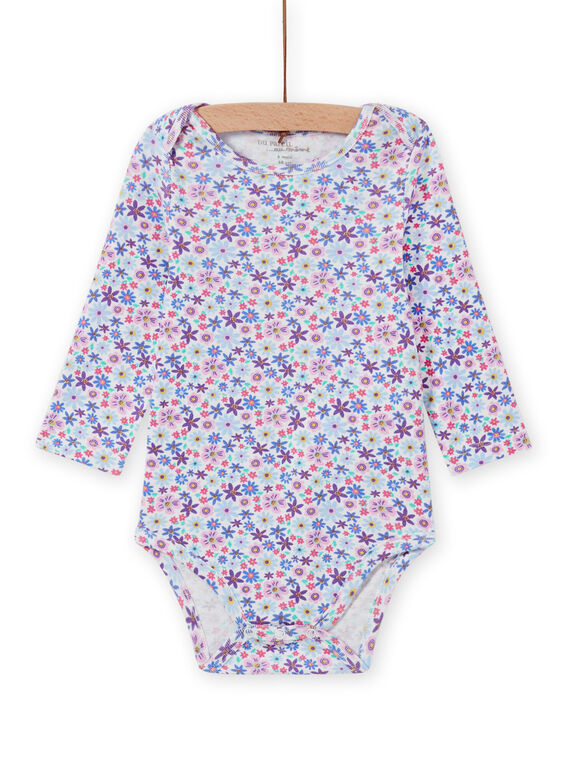 Baby-Mädchen-Body mit langen Ärmeln und Blumendruck MEFIBODLIB / 21WH13C6BDL001