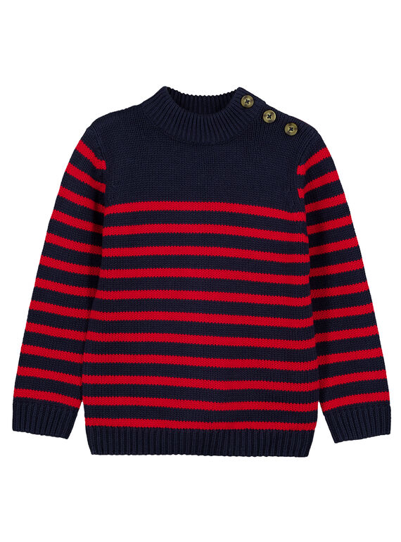 Gestreifter Marine-Pullover Rot GOJOPUL3 / 19W90243D2EF518