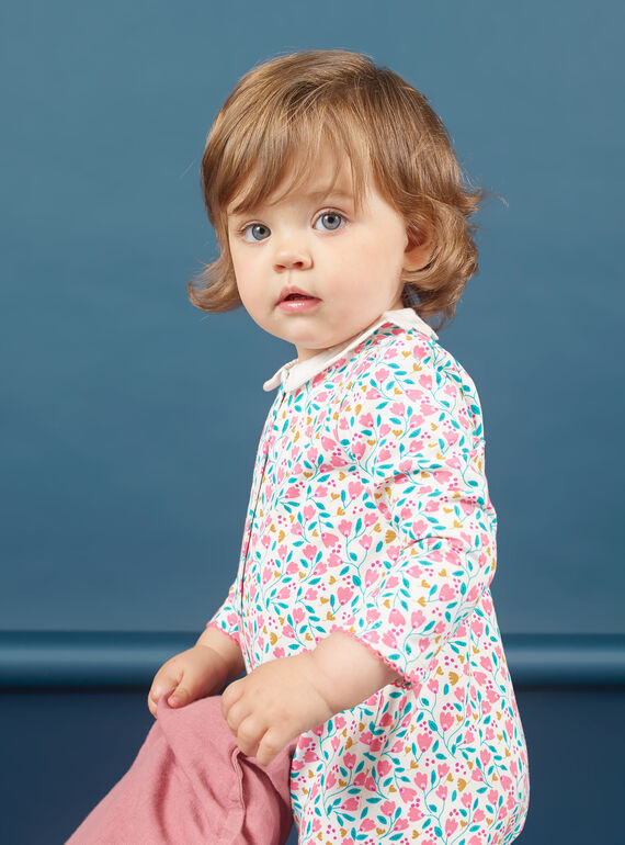 Baby Mädchen weiß und rosa Blumendruck Strampler MEFIGREFLE / 21WH1334GRE001