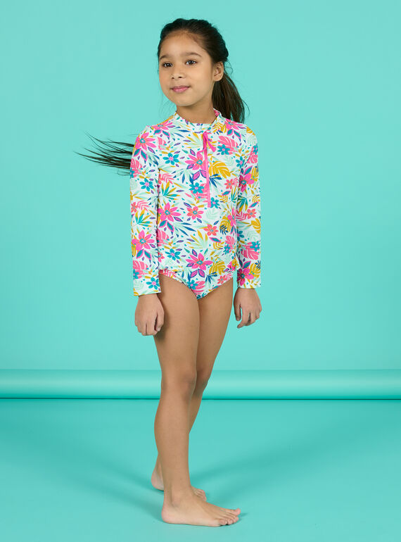 Badeanzug für Kind Mädchen mit Blumendruck NYAMERUV / 22SI01L3MAI000