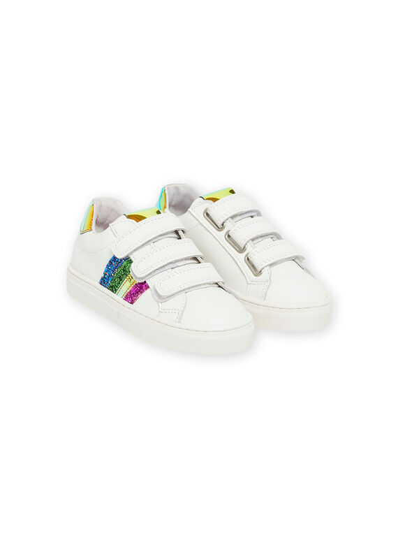 Weiße Turnschuhe mit mehrfarbigen Pailletten Kind Mädchen NABASCELINE / 22KK3532D3F000