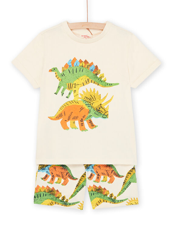 Set aus cremefarbenem T-Shirt und Bermuda-Shorts mit Dinosaurier-Muster und -Aufdruck ROPLAENS2 / 23S902P4ENSA002