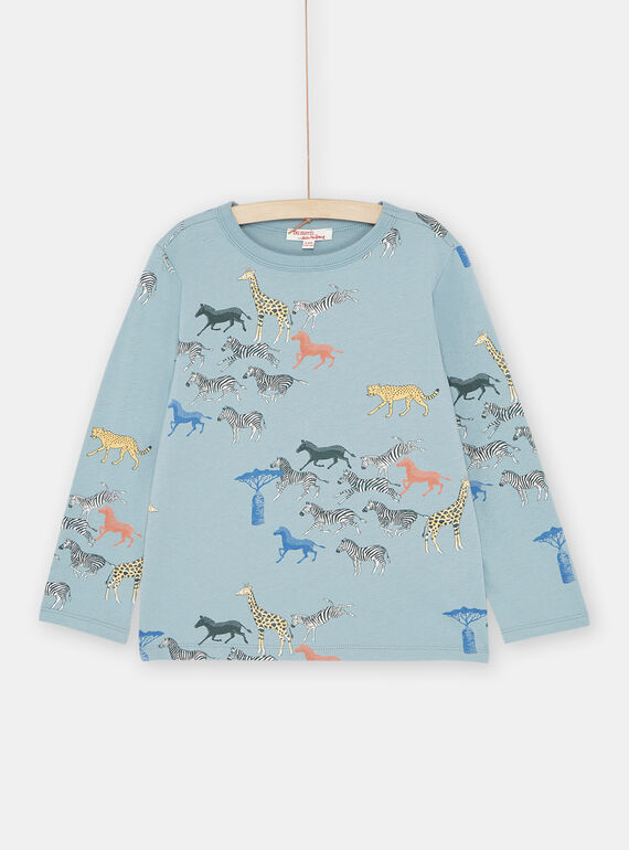 Blaues T-Shirt mit Safari-Print für Jungen SOKYOTEE2 / 23W902I3TML204