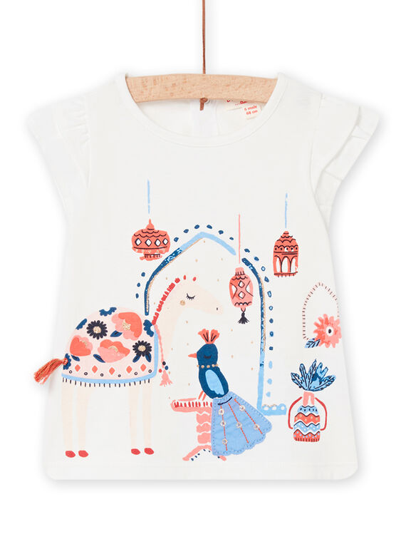 Baby Mädchen Ecru T-Shirt mit Fantasy-Animation NISANTI2 / 22SG09S1TMC001