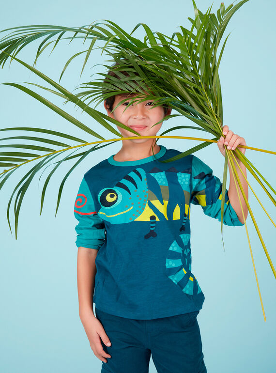 Zweifarbiges langärmeliges T-Shirt für Jungen, mit Chamäleon JOCLOTEE2 / 20S90212TML715