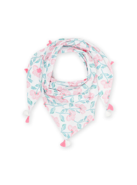 Weißer Schal mit Blumendruck Kind Mädchen NYAVOFOUL / 22SI0131FOU000