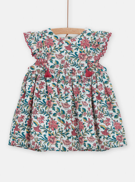 Mehrfarbiges Kleid mit Blumenmuster für Baby-Mädchen TICRIROB1 / 24SG09L2ROB001