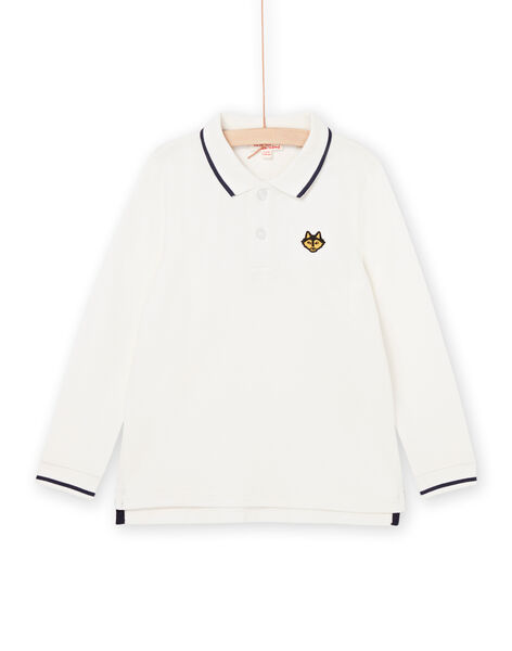 Weißes Poloshirt mit gesticktem Wolfskopfmotiv POJOPOL2 / 22W902D6POL001