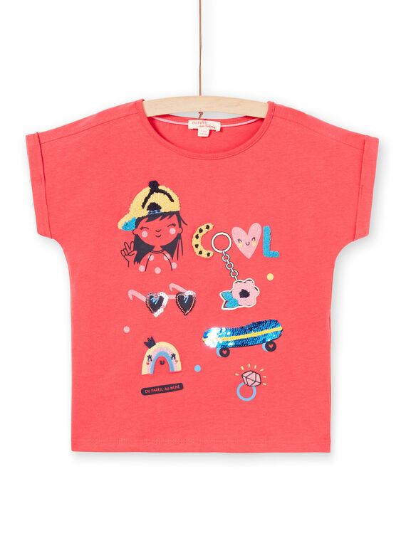 Rotes Kurzarm-T-Shirt für Mädchen LAHATI1 / 21S901X1TMCF506