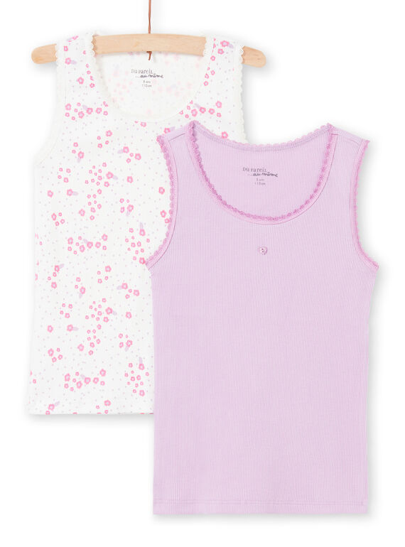 Satz von 2 sortierten weißen und lila Tank Tops für Baby-Mädchen MEFADERIB / 21WH11B3HLI001