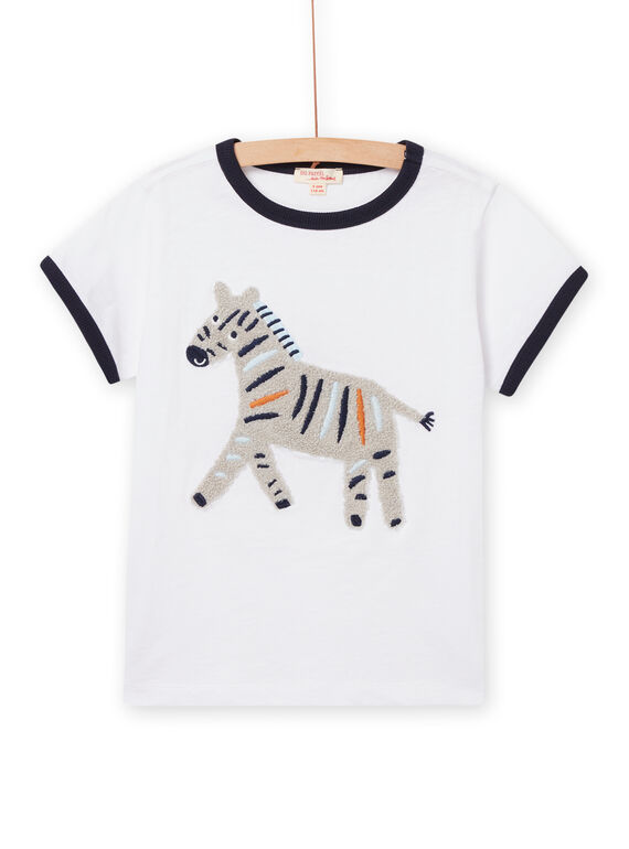 Weißes Zebra-T-Shirt Kind Junge NOSOTI / 22S902Q1TMC000