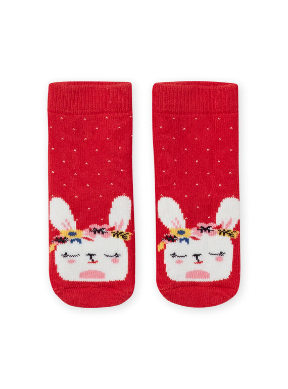 Baby Mädchen rote Socken mit Kaninchen Flecken LYIHACHOB / 21SI09X1SOQ505