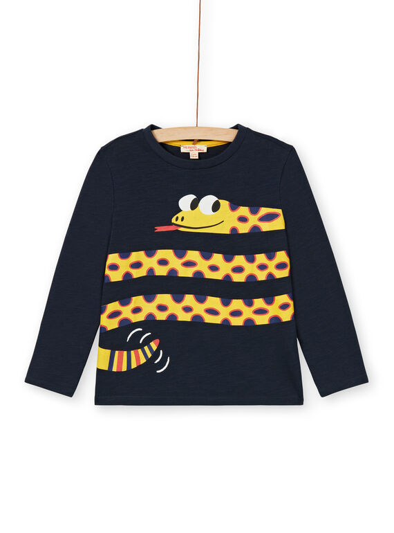 Marineblaues Baumwoll-T-Shirt für Jungen LOJOTEE1 / 21S90231TML705