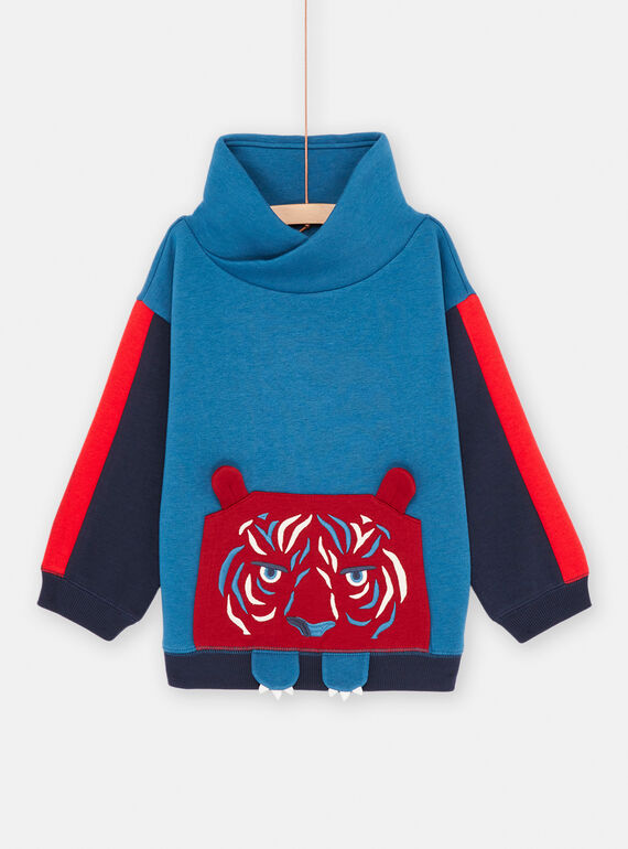 Blauer Sweatshirt mit Tigermotiv für Jungen SOFORSWE / 23W902K1SWEC226