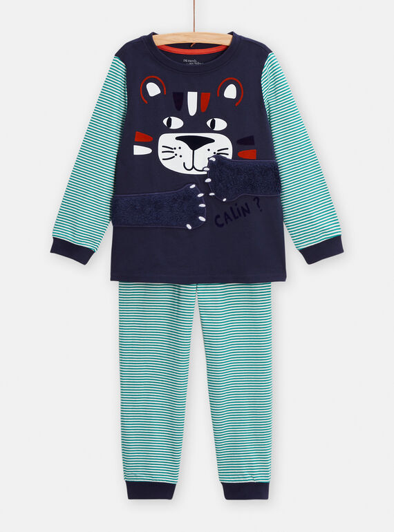 Blauer Pyjama mit Tiger-Animation für Jungen TEGOPYJTIG / 24SH124APYJ705