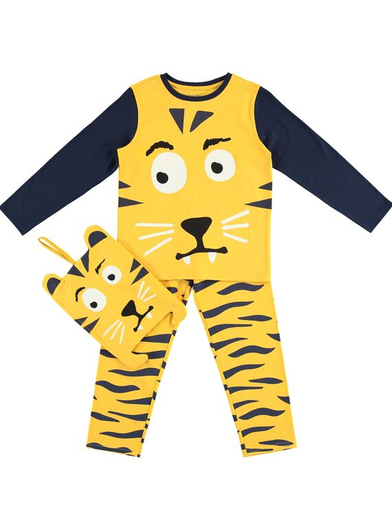 Gelber Kostümierungs-Kinderpyjama für Jungen, mit Verstautasche JEGOPYJMAN3 / 20SH12L1PYG106
