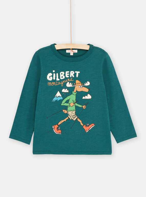 Petrolblaues T-Shirt mit Elch-Motiv für Jungen SOJOCOTEE3 / 23W902N2TML715