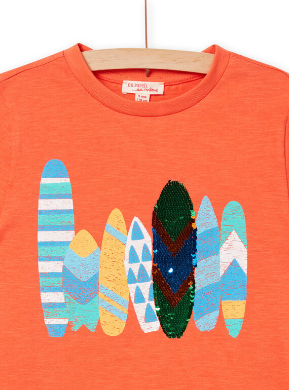Kind Junge Orange Pailletten Reversible T-Shirt NOWATI5 / 22S902V4TMC409