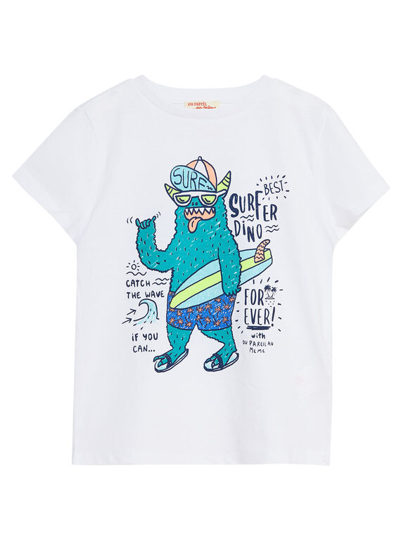 Weißes T-Shirt für Jungen, mit Monsteraufdruck JOQUATI5 / 20S902R2TMC000