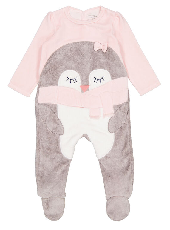 Rosa Schlafanzug aus Samt und weicher Boa für Babys Mädchen GEFIGREPIN / 19WH13N3GRE307