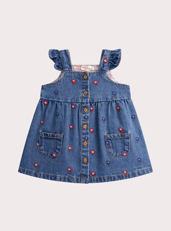 Jeanskleid in Blau für Baby-Mädchen WIKAROB1 / 25SG0934ROBP274