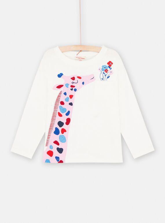 T-Shirt in Ecru mit Giraffenmuster, Mädchen SAFORTEE4 / 23W901K1TML001