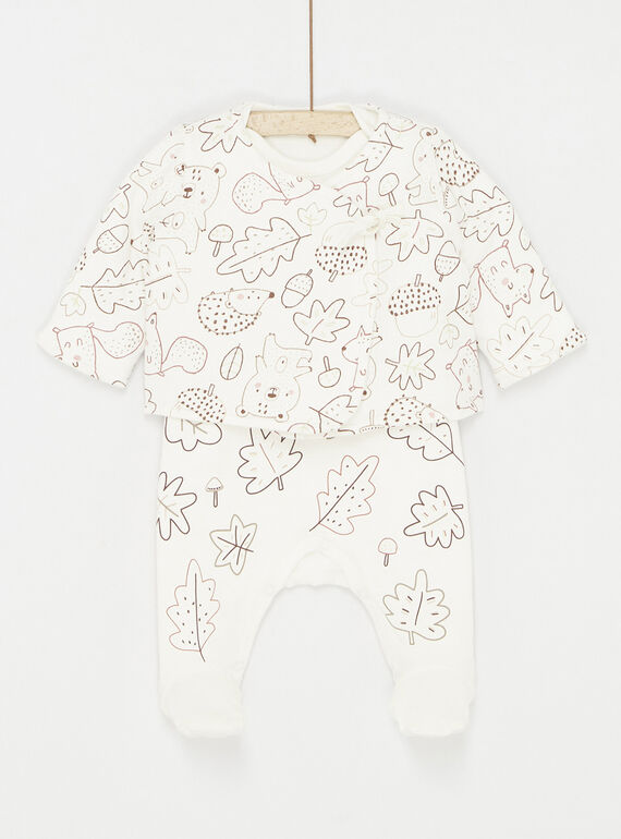 Off-white Strampler und Strickjacke mit Tiermotiven zum Wenden SOU1ENS1 / 23WF0511ENSA001