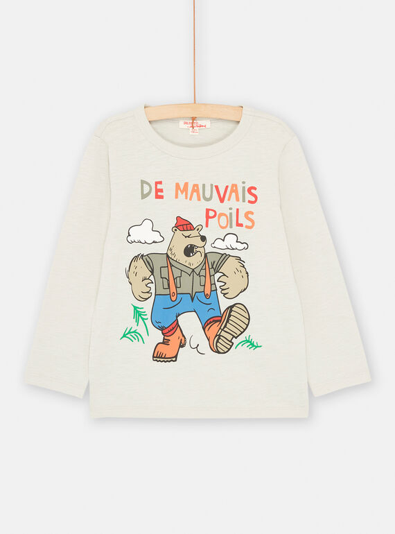 Kittfarbenes T-Shirt mit Bärenmotiv für Jungen SOJOCOTEE2 / 23W902N3TML810
