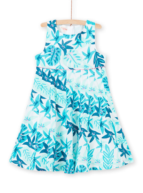 Baby Mädchen Weiß und Blau Foliage Print Kleid LAVEROB3 / 21S901Q1ROB001