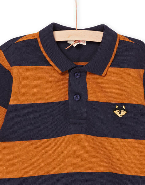 Polo-Shirt mit blauen und senffarbenen Streifen POJOPOL5 / 22W902D5POLI806