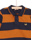 Polo-Shirt mit blauen und senffarbenen Streifen POJOPOL5 / 22W902D5POLI806