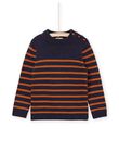 Nachtblauer Pullover mit senfgelben Streifen POJOPUL2 / 22W902D2PUL705