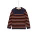 Nachtblauer Pullover mit senfgelben Streifen