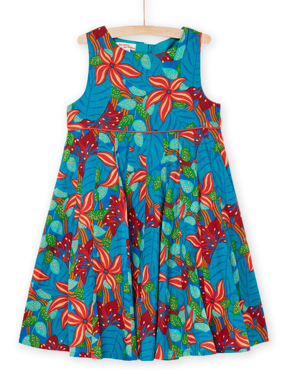 Dunkeltürkisfarbenes Kleid mit Blumenprint RABALROB1 / 23S901W2ROBC217
