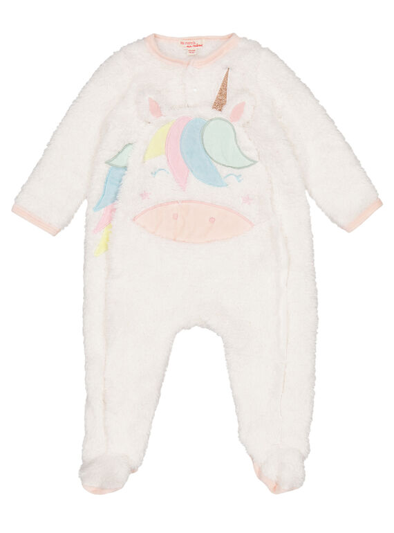 Naturweißer Strampler aus Lurex-Softboa Baby Mädchen GEFIGRELI / 19WH13N1GRE000