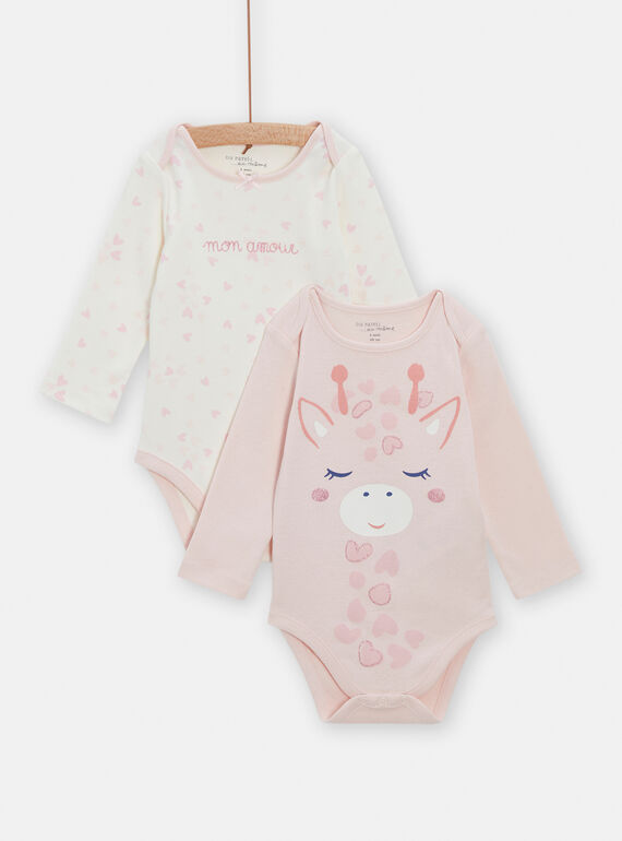 2er-Pack Baby-Langarmshirts in Ecru und Rosa für Mädchen TEFIBODGIR / 24SH1365BDLE408