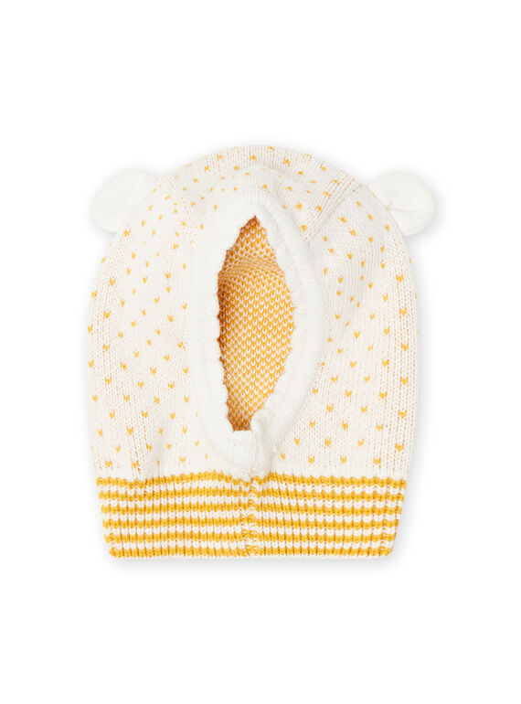 Baby Mädchen ecrufarbene Netzkapuze mit Ohrendetails MYICOBON / 21WI0965BON001