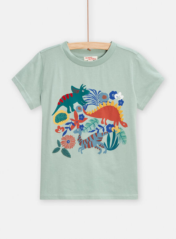 Wassergrünes T-Shirt mit Dinosaurier-Motiv für Jungen TOJATI / 24S90211TML614