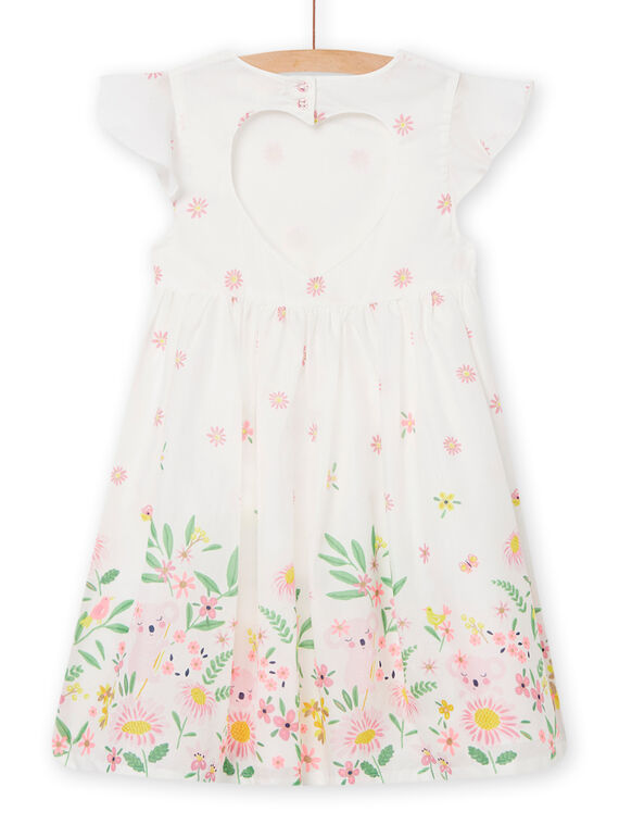 Kind Mädchen Kleid in ecru mit Blumendruck NASOROB4 / 22S901Q1ROB001