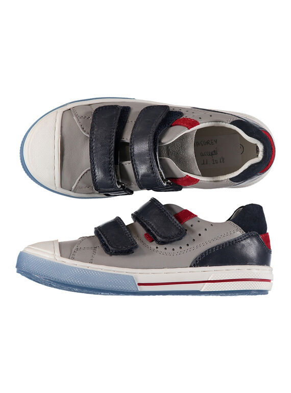 Sportschuh aus zwei Lederarten für draußen Jungen FGBASGREY / 19SK3641D3F940