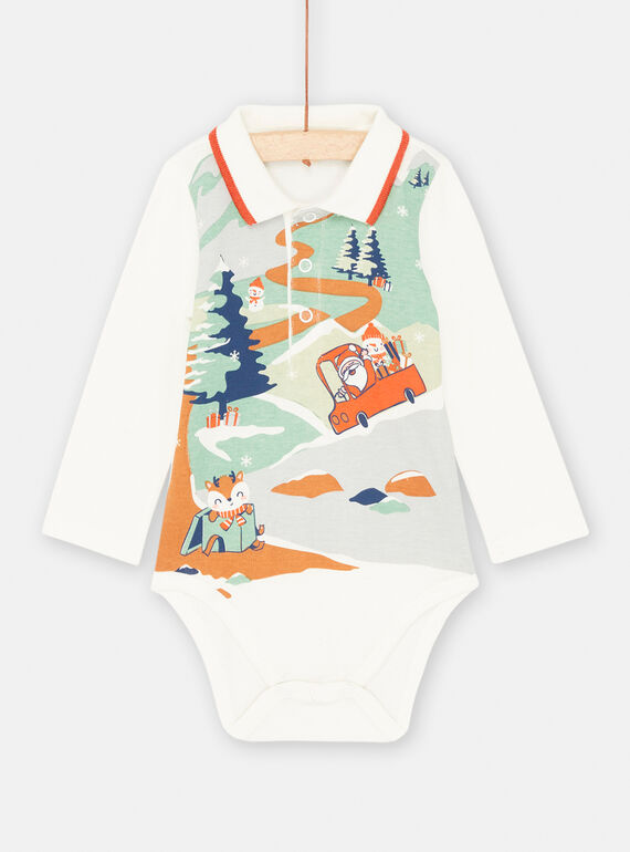 Body in Ecru mit Weihnachtsmotiven für Baby-Jungen SUWAYBOD / 23WG10S1BOD003