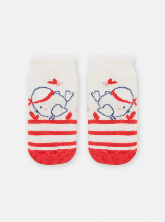 Rote Socken mit Vogelmuster für Mädchen TOU1CHO1 / 24SF40H1SOQA001