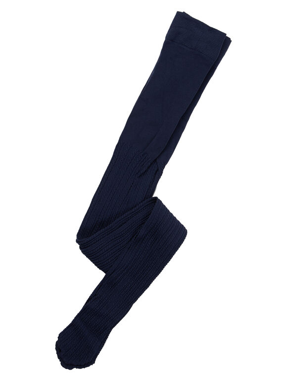 Strumpfhose für Mädchen aus marineblauem Polyamid mit Zopfmuster JYAESYCOL2 / 20SI0165COL070