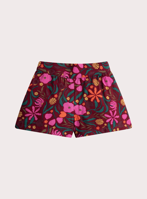 Rote Shorts mit Blumenmuster für Mädchen VAKOSHORT / 24W90131SHOF529