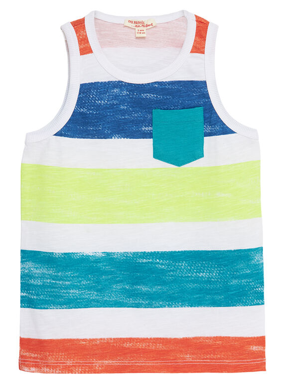 Weißes gestreiftes Tanktop für Jungen Du Pareil au Même JOMARDEB / 20S902P1DEB000