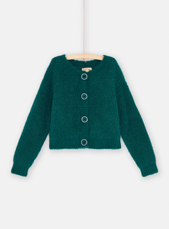 Blaue Strickjacke aus Federstrick für Mädchen SADUCAR / 23W901P1CAR714